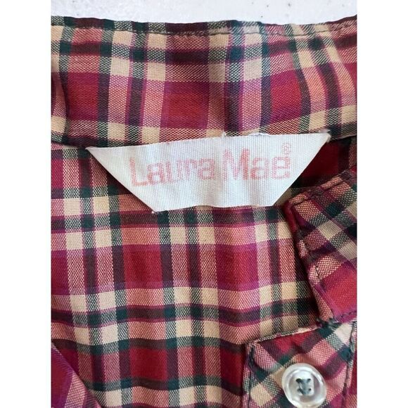 Laura Mae Blouse Womens Size 44 Plaid Vintage  Long Sleeve‎ Lightweight Soft - Picture 7 of 7